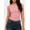 imagePRETTYGARDEN Womens Sleeveless One Shoulder Tank Top Ruched Slim Fit Shirts Basic Crop Y2k Tops 2026 Spring Fashion ClothingPink