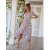 imagePRETTYGARDEN Womens Summer Floral Boho Maxi Dress Short Sleeve Wrap V Neck Ruffle Long Flowy Beach Wedding Guest DressesApricot Floral