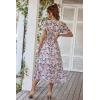 imagePRETTYGARDEN Womens Summer Floral Boho Maxi Dress Short Sleeve Wrap V Neck Ruffle Long Flowy Beach Wedding Guest DressesApricot Floral