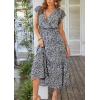 imagePRETTYGARDEN Womens Summer Floral Boho Maxi Dress Short Sleeve Wrap V Neck Ruffle Long Flowy Beach Wedding Guest DressesBlack