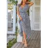 imagePRETTYGARDEN Womens Summer Floral Boho Maxi Dress Short Sleeve Wrap V Neck Ruffle Long Flowy Beach Wedding Guest DressesBlue01