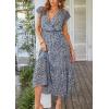 imagePRETTYGARDEN Womens Summer Floral Boho Maxi Dress Short Sleeve Wrap V Neck Ruffle Long Flowy Beach Wedding Guest DressesBlue01
