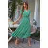 imagePRETTYGARDEN Womens Summer Floral Boho Maxi Dress Short Sleeve Wrap V Neck Ruffle Long Flowy Beach Wedding Guest DressesGreen Floral