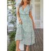imagePRETTYGARDEN Womens Summer Floral Boho Maxi Dress Short Sleeve Wrap V Neck Ruffle Long Flowy Beach Wedding Guest DressesGreen01