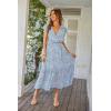imagePRETTYGARDEN Womens Summer Floral Boho Maxi Dress Short Sleeve Wrap V Neck Ruffle Long Flowy Beach Wedding Guest DressesLight Blue