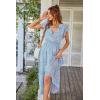 imagePRETTYGARDEN Womens Summer Floral Boho Maxi Dress Short Sleeve Wrap V Neck Ruffle Long Flowy Beach Wedding Guest DressesLight Blue