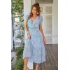 imagePRETTYGARDEN Womens Summer Floral Boho Maxi Dress Short Sleeve Wrap V Neck Ruffle Long Flowy Beach Wedding Guest DressesLight Blue