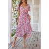 imagePRETTYGARDEN Womens Summer Floral Boho Maxi Dress Short Sleeve Wrap V Neck Ruffle Long Flowy Beach Wedding Guest DressesPink Floral
