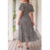 imagePRETTYGARDEN Womens Summer Floral Boho Maxi Dress Short Sleeve Wrap V Neck Ruffle Long Flowy Beach Wedding Guest DressesPrint Black