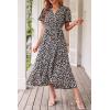 imagePRETTYGARDEN Womens Summer Floral Boho Maxi Dress Short Sleeve Wrap V Neck Ruffle Long Flowy Beach Wedding Guest DressesPrint Black