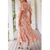 imagePRETTYGARDEN Womens Summer Floral Boho Maxi Dress Short Sleeve Wrap V Neck Ruffle Long Flowy Beach Wedding Guest DressesPrint White Pink