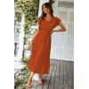 imagePRETTYGARDEN Womens Summer Floral Boho Maxi Dress Short Sleeve Wrap V Neck Ruffle Long Flowy Beach Wedding Guest DressesSolid Brick Red