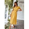 imagePRETTYGARDEN Womens Summer Floral Boho Maxi Dress Short Sleeve Wrap V Neck Ruffle Long Flowy Beach Wedding Guest DressesSolid Yellow
