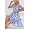 imagePRETTYGARDEN Womens Summer Floral Boho Maxi Dress Short Sleeve Wrap V Neck Ruffle Long Flowy Beach Wedding Guest DressesWhite Purple Floral