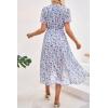 imagePRETTYGARDEN Womens Summer Floral Boho Maxi Dress Short Sleeve Wrap V Neck Ruffle Long Flowy Beach Wedding Guest DressesWhite Purple Floral