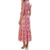 imagePRETTYGARDEN Womens Summer Floral Boho Maxi Dress Short Sleeve Wrap V Neck Ruffle Long Flowy Beach Wedding Guest DressesWine Red Floral
