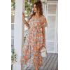 imagePRETTYGARDEN Womens Summer Floral Boho Maxi Dress Short Sleeve Wrap V Neck Ruffle Long Flowy Beach Wedding Guest DressesYellow Floral