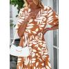 imagePRETTYGARDEN Womens Summer Maxi Dress 2026 Resort Wear Boho Floral V Neck Puff Short Sleeve Ruffle Flowy Beach Long DressesKhaki
