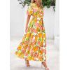 imagePRETTYGARDEN Womens Summer Maxi Dress 2026 Resort Wear Boho Floral V Neck Puff Short Sleeve Ruffle Flowy Beach Long DressesWhite Yellow Flower