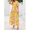 imagePRETTYGARDEN Womens Summer Maxi Dress 2026 Resort Wear Boho Floral V Neck Puff Short Sleeve Ruffle Flowy Beach Long DressesWhite Yellow Flower