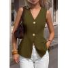 imagePRETTYGARDEN Womens Summer Sleeveless Suit Vest Tops 2026 Dressy Button Down Business Casual Blazer Waistcoat Spring ClothesArmy Green