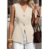 imagePRETTYGARDEN Womens Summer Sleeveless Suit Vest Tops 2026 Dressy Button Down Business Casual Blazer Waistcoat Spring ClothesBeige