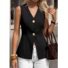 imagePRETTYGARDEN Womens Summer Sleeveless Suit Vest Tops 2026 Dressy Button Down Business Casual Blazer Waistcoat Spring ClothesBlack