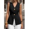 imagePRETTYGARDEN Womens Summer Sleeveless Suit Vest Tops 2026 Dressy Button Down Business Casual Blazer Waistcoat Spring ClothesBlack