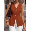imagePRETTYGARDEN Womens Summer Sleeveless Suit Vest Tops 2026 Dressy Button Down Business Casual Blazer Waistcoat Spring ClothesBrick Red