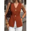 imagePRETTYGARDEN Womens Summer Sleeveless Suit Vest Tops 2026 Dressy Button Down Business Casual Blazer Waistcoat Spring ClothesBrick Red