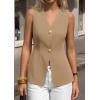 imagePRETTYGARDEN Womens Summer Sleeveless Suit Vest Tops 2026 Dressy Button Down Business Casual Blazer Waistcoat Spring ClothesKhaki
