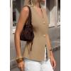 imagePRETTYGARDEN Womens Summer Sleeveless Suit Vest Tops 2026 Dressy Button Down Business Casual Blazer Waistcoat Spring ClothesKhaki