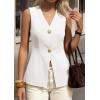 imagePRETTYGARDEN Womens Summer Sleeveless Suit Vest Tops 2026 Dressy Button Down Business Casual Blazer Waistcoat Spring ClothesWhite