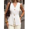 imagePRETTYGARDEN Womens Summer Sleeveless Suit Vest Tops 2026 Dressy Button Down Business Casual Blazer Waistcoat Spring ClothesWhite