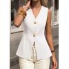 imagePRETTYGARDEN Womens Summer Sleeveless Suit Vest Tops 2026 Dressy Button Down Business Casual Blazer Waistcoat Spring ClothesWhite