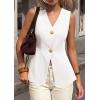 imagePRETTYGARDEN Womens Summer Sleeveless Suit Vest Tops 2026 Dressy Button Down Business Casual Blazer Waistcoat Spring ClothesWhite
