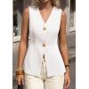 imagePRETTYGARDEN Womens Summer Sleeveless Suit Vest Tops 2026 Dressy Button Down Business Casual Blazer Waistcoat Spring ClothesWhite