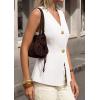 imagePRETTYGARDEN Womens Summer Sleeveless Suit Vest Tops 2026 Dressy Button Down Business Casual Blazer Waistcoat Spring ClothesWhite