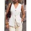 imagePRETTYGARDEN Womens Summer Sleeveless Suit Vest Tops 2026 Dressy Button Down Business Casual Blazer Waistcoat Spring ClothesWhite