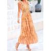 imagePRETTYGARDEN Womens Summer Tulle Midi Dress Sleeveless Smocked Ruffle Flowy Mesh Dresses Party Wedding Guest SundressFloral Apricot Orange