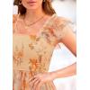 imagePRETTYGARDEN Womens Summer Tulle Midi Dress Sleeveless Smocked Ruffle Flowy Mesh Dresses Party Wedding Guest SundressFloral Apricot Orange