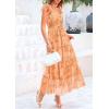 imagePRETTYGARDEN Womens Summer Tulle Midi Dress Sleeveless Smocked Ruffle Flowy Mesh Dresses Party Wedding Guest SundressFloral Apricot Orange