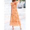 imagePRETTYGARDEN Womens Summer Tulle Midi Dress Sleeveless Smocked Ruffle Flowy Mesh Dresses Party Wedding Guest SundressFloral Apricot Orange
