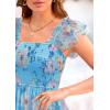 imagePRETTYGARDEN Womens Summer Tulle Midi Dress Sleeveless Smocked Ruffle Flowy Mesh Dresses Party Wedding Guest SundressFloral Blue Yellow