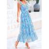 imagePRETTYGARDEN Womens Summer Tulle Midi Dress Sleeveless Smocked Ruffle Flowy Mesh Dresses Party Wedding Guest SundressFloral Blue Yellow
