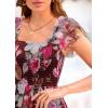 imagePRETTYGARDEN Womens Summer Tulle Midi Dress Sleeveless Smocked Ruffle Flowy Mesh Dresses Party Wedding Guest SundressFloral Brown Pink