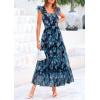 imagePRETTYGARDEN Womens Summer Tulle Midi Dress Sleeveless Smocked Ruffle Flowy Mesh Dresses Party Wedding Guest SundressFloral Navy Blue