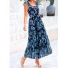 imagePRETTYGARDEN Womens Summer Tulle Midi Dress Sleeveless Smocked Ruffle Flowy Mesh Dresses Party Wedding Guest SundressFloral Navy Blue