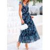 imagePRETTYGARDEN Womens Summer Tulle Midi Dress Sleeveless Smocked Ruffle Flowy Mesh Dresses Party Wedding Guest SundressFloral Navy Blue