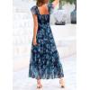 imagePRETTYGARDEN Womens Summer Tulle Midi Dress Sleeveless Smocked Ruffle Flowy Mesh Dresses Party Wedding Guest SundressFloral Navy Blue